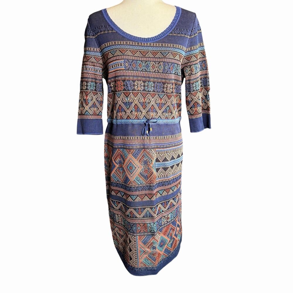 Peruvian Connection Dress Pima Cotton Large Geometric Bohemian Boho Indie Career